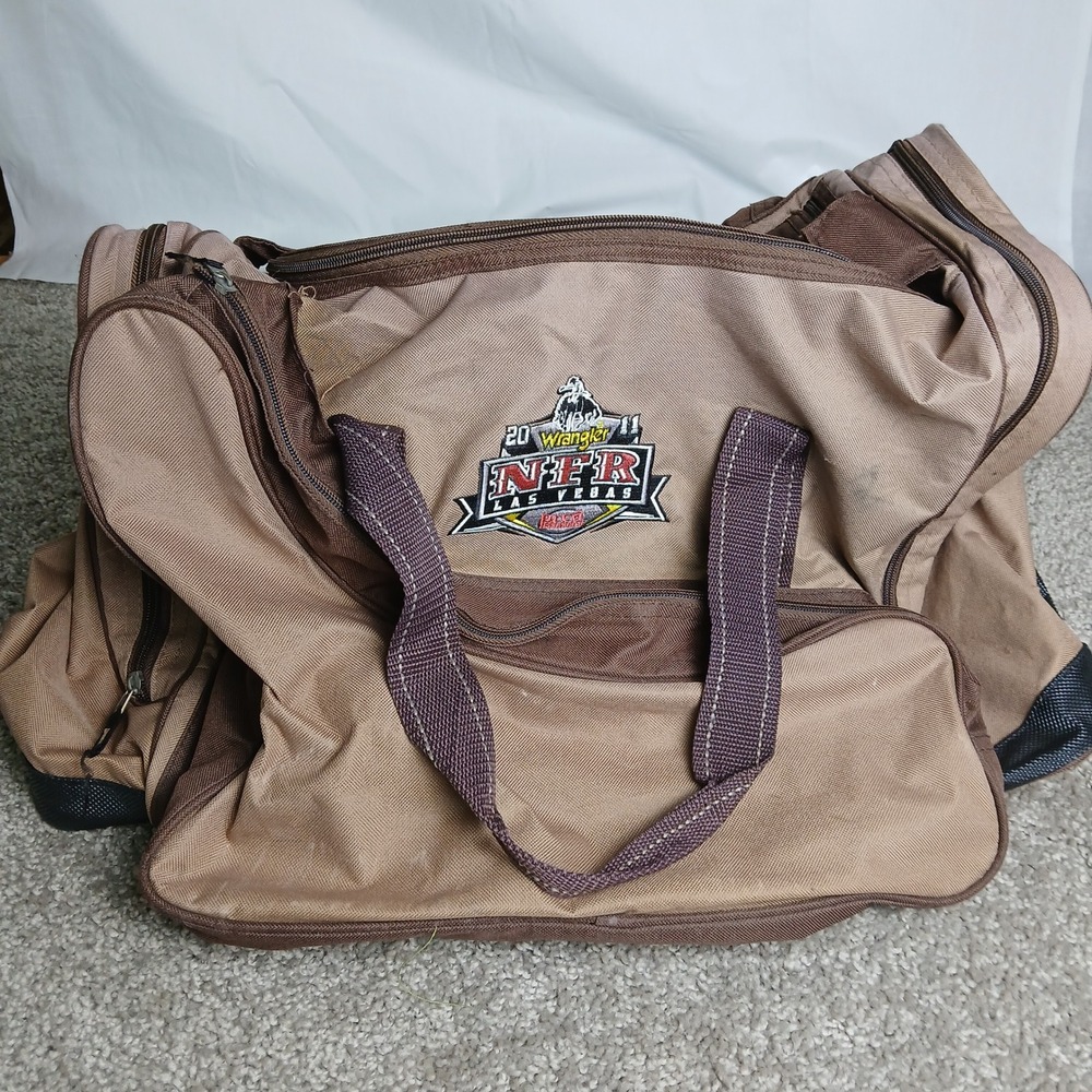 Wrangler 2011 NFR Las Vegas Duffel Bag Brown Tan Justin Boots Rodeo Travel Bag